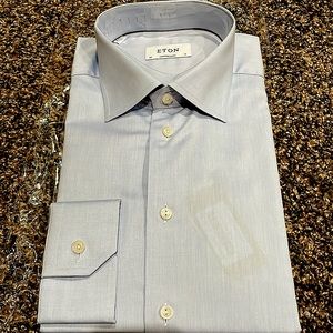 BRAND NEW W/TAGS- Eton contemporary fit dress shirt- size 17/43 - solid blue
